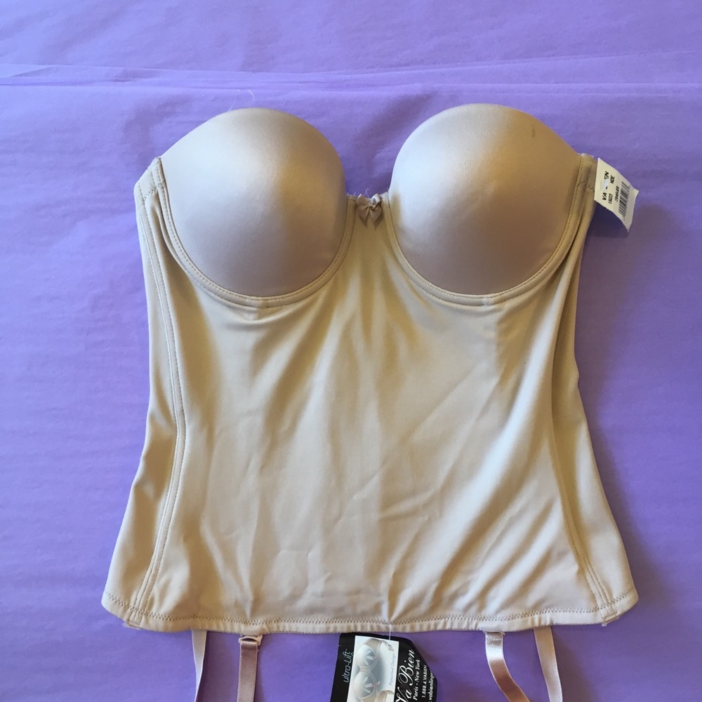 NEW Va Bien Seamless Hourglass Push-Up Strapless Bustier Bra 1503 Nude Beige